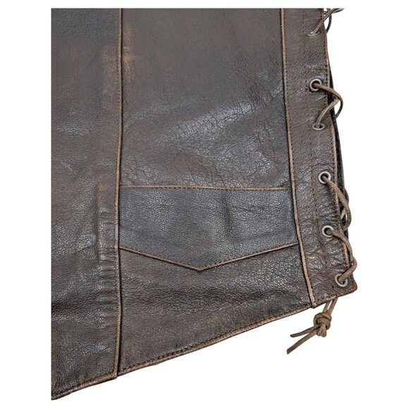 Unik Premium Brown Leather‎ Vest Braided Sides - Picture 4 of 12